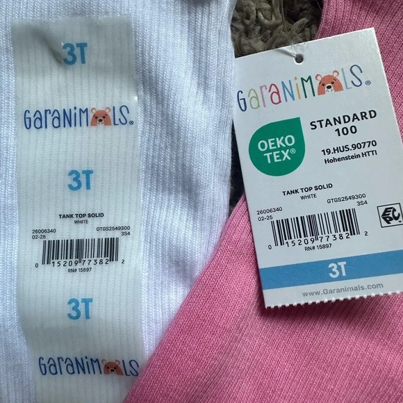 NWT *Set of 2* Girls Garanimals Tank Tops; Pink/White; Size 3T - Picture 2 of 8